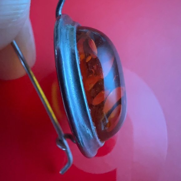 SS & AMBER EARRINGS - Picture 6 of 7